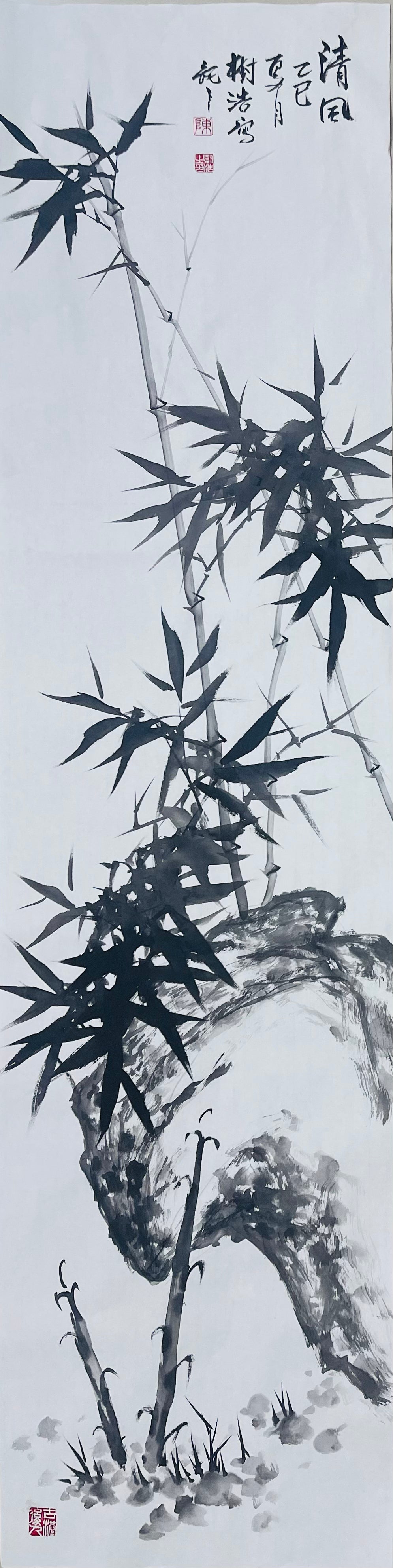 Hand Painted Long Traditional Chinese Bamboo Painting