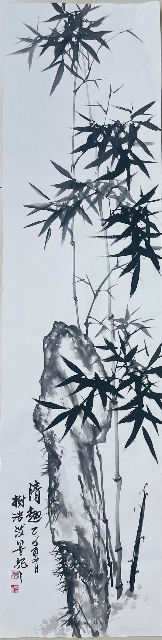 Hand Painted Long Traditional Chinese Bamboo Painting